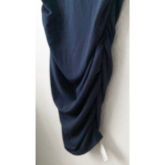 Of Mercer Women's Bodycon Midi Dress Snap‎ Shoulder Sleeveless Shirred Sides NWT - Picture 5 of 8